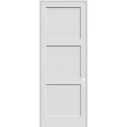 8'0" Tall 3-Panel Shaker Primed Interior Prehung Wood Door Unit - Prehung Right Hand Inswing, 32"