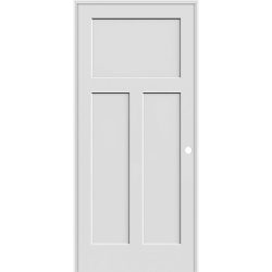 6'8" Tall Craftsman Shaker Primed Interior Prehung Wood Door Unit