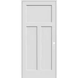 6'8" Tall Craftsman Shaker Primed Interior Prehung Wood Door Unit - Prehung Right Hand Inswing, 28"