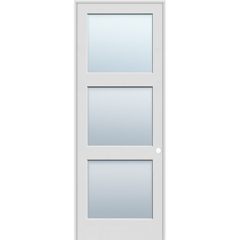 Global One Forest Products 3-Panel Frosted Glass Interior Door - Primed Mission/Shaker Style