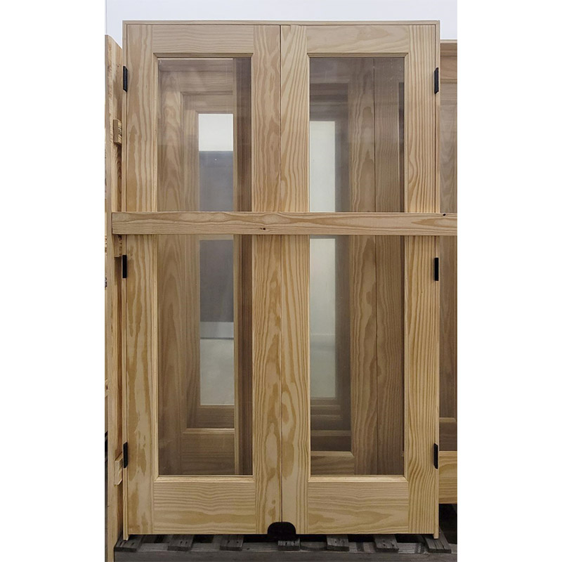 48 x 6'8 Tall Full Lite Pine Interior Prehung Double Wood Door