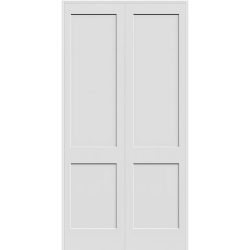 8'0" Tall 2-Panel Shaker Primed Interior Prehung Wood Double Door Unit