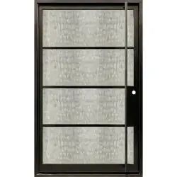 50" x 81" Modern Pivot Flemish Glass Iron Prehung Door Unit - Prehung Left Hand Inswing