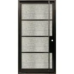 50" x 97" Modern Pivot Flemish Glass Iron Prehung Door Unit - Prehung Right Hand Inswing