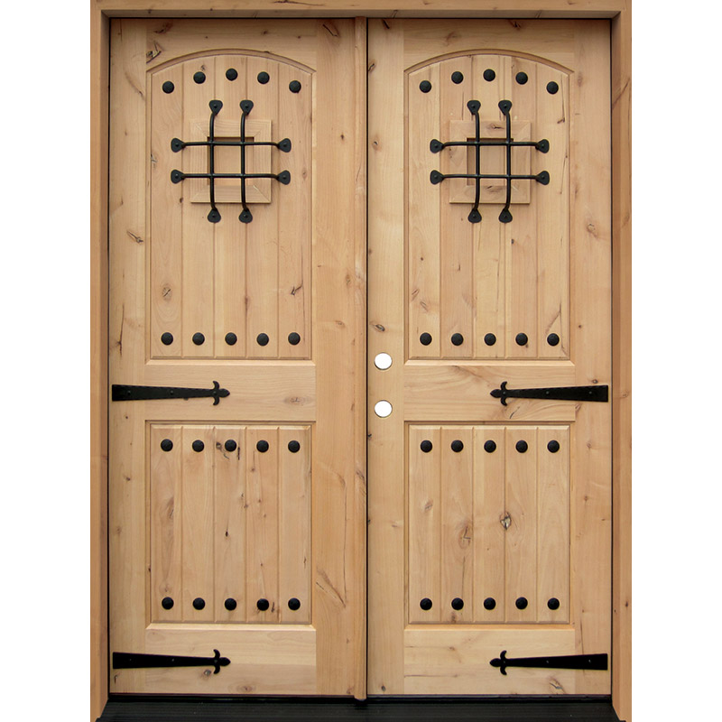 Krosswood Doors 72 in. x 80 in. Craftsman Knotty Alder 9-Lite Clear Glass  Unfinished Wood Right Active Inswing Double Prehung Front Door