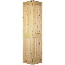 2-Panel Arch Knotty Pine Interior Wood Bifold Doors - 36"