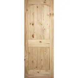 6'8" Tall 2-Panel Arch V-Groove Knotty Pine Interior Wood Door Slab - 24"