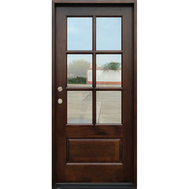 Mahogany Single French Door with 10/5 Glass Prehung