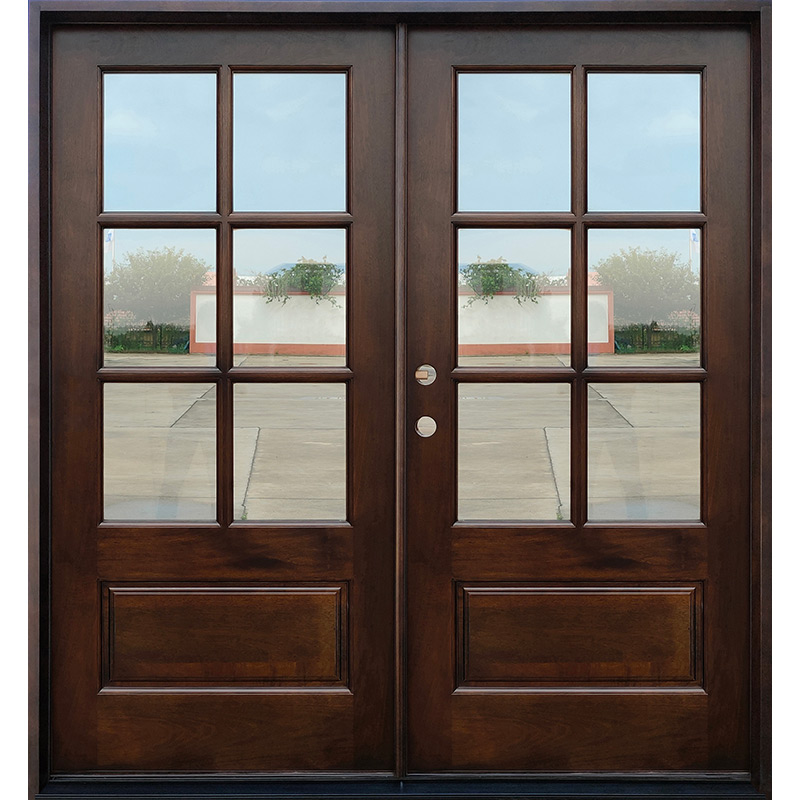 6-Lite Low-E Mahogany Prehung Wood Double Door Unit