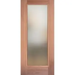 Privacy Glass Full Lite Mahogany Wood Door Slab