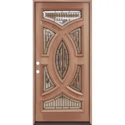 Baseball Mahogany Prehung Wood Door Unit #A8025-22 - Prehung Left Hand Inswing