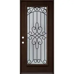 Full Lite Espresso Mahogany Prehung Wood Door Unit #299 - Prehung Right Hand Inswing