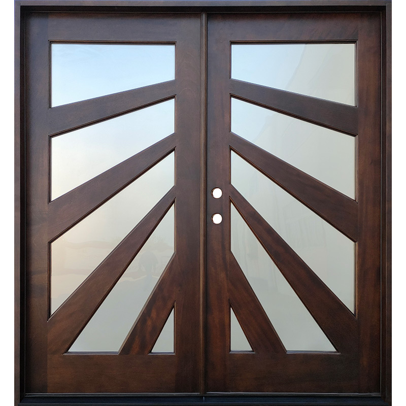 Starburst Mahogany Prehung Wood Double Door Unit #677 - Door Clearance