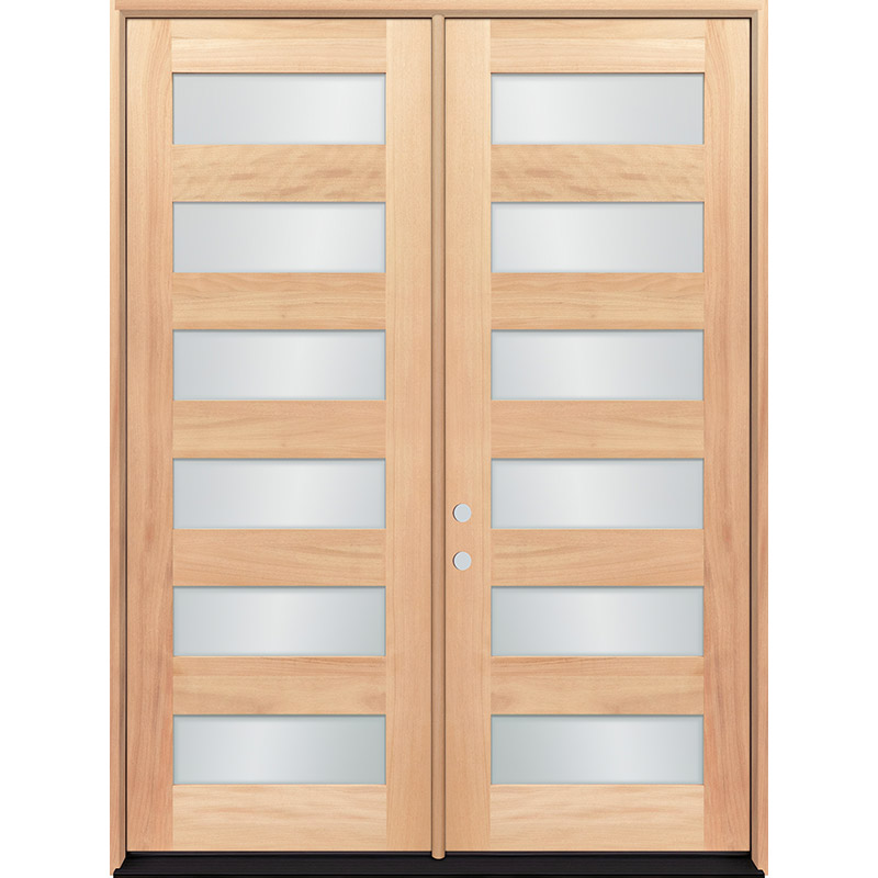 6-Lite Low-E Mahogany Prehung Wood Double Door Unit