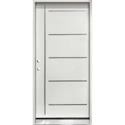 Modern Metal Slats Fiberglass Prehung Door Unit - Prehung Right Hand Inswing