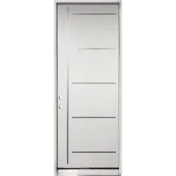 8'0" Tall Modern Metal Slats Fiberglass Prehung Door Unit - Prehung Left Hand Inswing