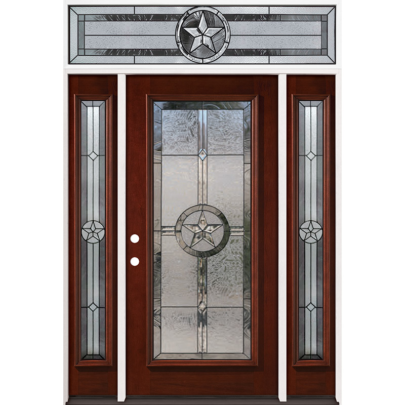 Texas Star Full Lite Mahogany Prehung Wood Door Unit with Transom 90