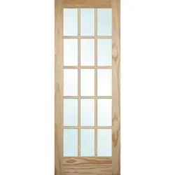 6'8" Tall 15-Lite Pine Interior Wood Door Slab - 30", Prehung Left Hand Inswing