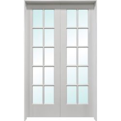 4'0": 6'8" Tall 10-Lite French Primed Pine Interior Prehung Double Wood Door Unit