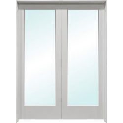 Clear Glass French Primed Interior Wood Double Doors