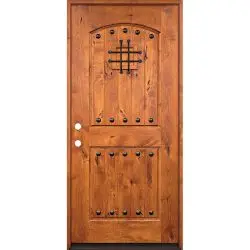 Rustic Knotty Alder Prehung Wood Door Unit #20 - Prehung Right Hand Inswing
