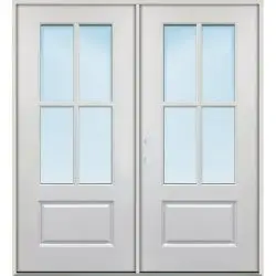 4-Lite Clear Low-E Fiberglass Prehung Double Door Unit #5204 - 6'0", Prehung Right Hand Inswing