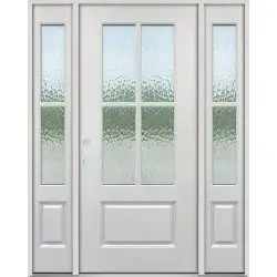 4-Lite Flemish Fiberglass Prehung Door Unit with Sidelites #5244 - Prehung Left Hand Inswing