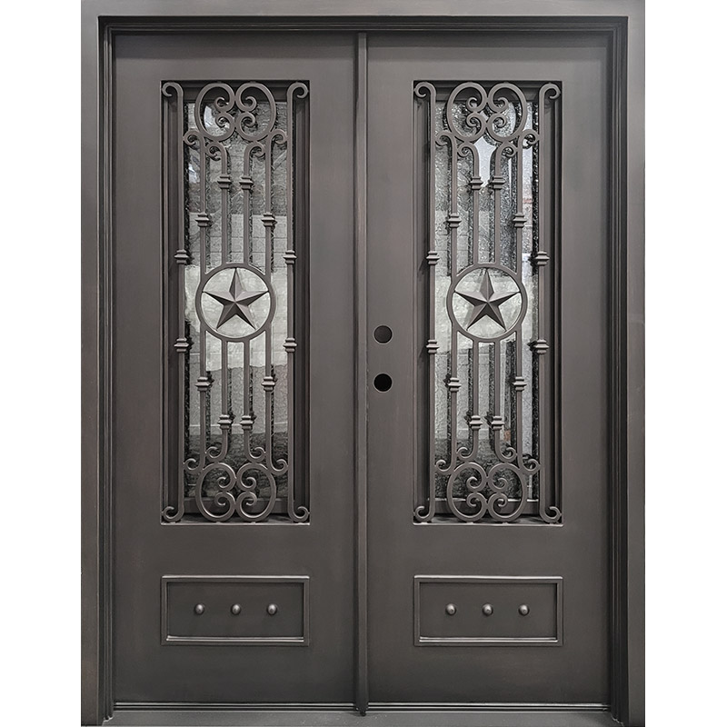 Cielo 3/0x6/8 Bronze Exterior Wrought Iron Prehung Single Door
