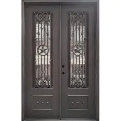62" x 97" Lone Star Iron Prehung Double Door Unit - Prehung Left Hand Inswing