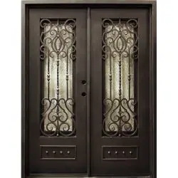 62" x 81" Baton Rouge Iron Prehung Double Door Unit - Prehung Right Hand Inswing