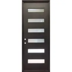 38" x 97" Modern 6-Lite Iron Prehung Door Unit - Prehung Right Hand Inswing