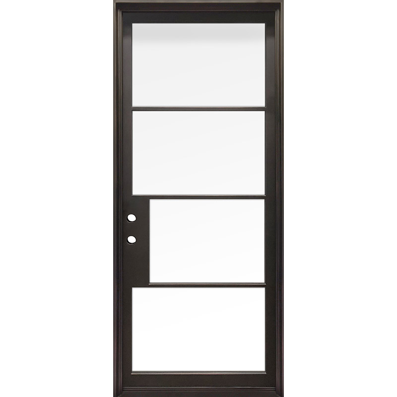 62 x 97 Modern 4-Lite Thin Bar Low-E Iron Prehung Double Door Unit