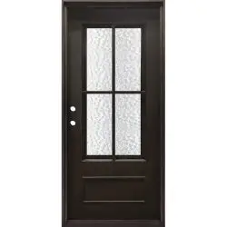 37" x 81" 4-Lite Tiffany Iron Prehung Door Unit - Prehung Left Hand Inswing