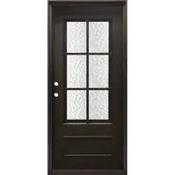37" x 81" 6-Lite Tiffany Iron Prehung Door Unit - Prehung Right Hand Inswing