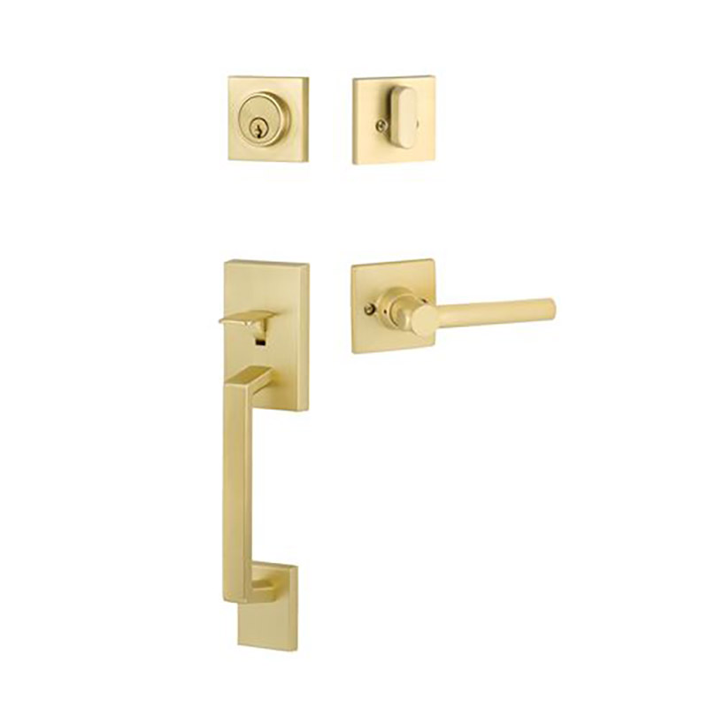 Cognac Exterior Door Handleset Satin Brass - Door Clearance Center